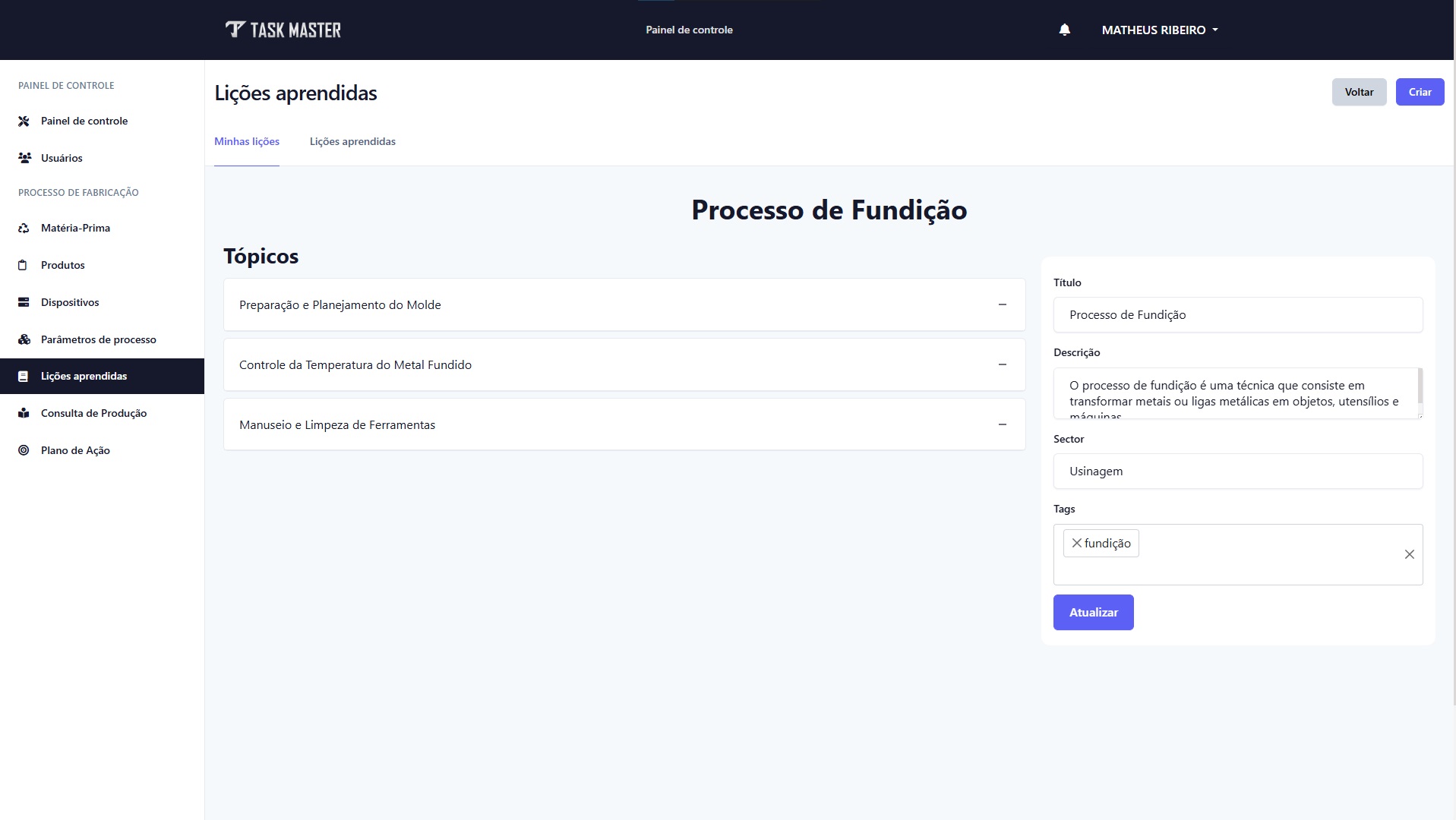 Lições Aprendidas